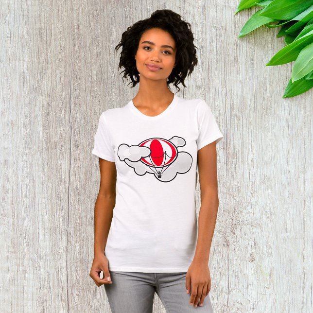 Camiseta Camisa-T de mulheres do balão de ar quente turvo (Criador carregado)