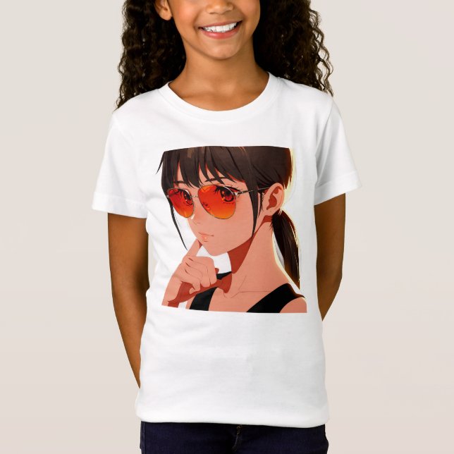 Camiseta Camisa-T de óculos-de-sol animados - Design preto  (Frente)