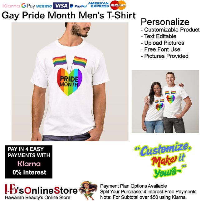 Camiseta Camisa-T de orgulho gay mês masculino (Gay Pride Month Men's T-Shirt.)