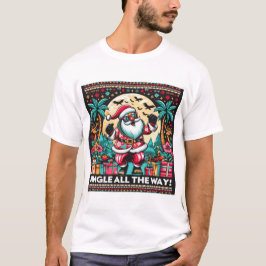 Camiseta Camisa-T de Papais noeis de Natal tropical
