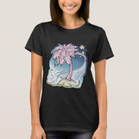 Camisa-T de pássaros rosa e azul