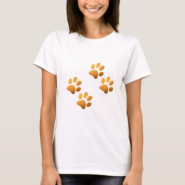 Camiseta Camisa-T de pata laranja de cachorro brilha (Frente)