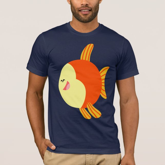 Camiseta Camisa-T de Peixe-Cartoon de Corte (Frente)