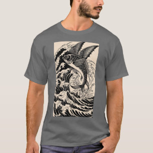 Camiseta Camisa-T De Peixe Voador De Estilo De Tatuagem