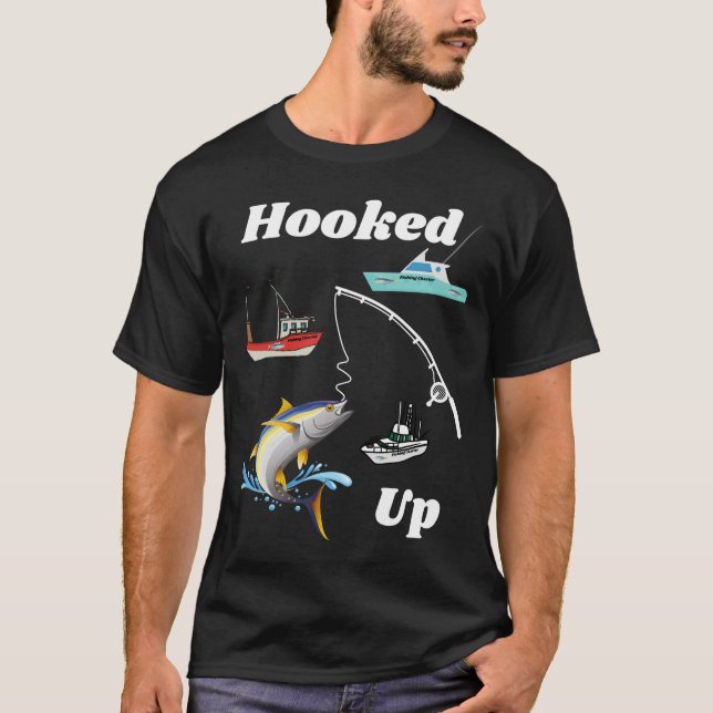 Camiseta Camisa-T de pesca em alto mar acoplada (Frente)