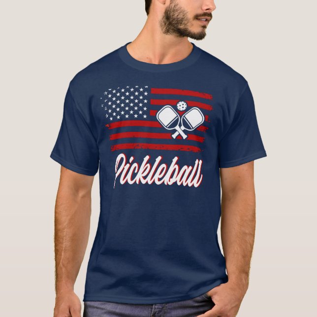 Camiseta Camisa-T de Pickleball Red Flag Americano Red Whit (Frente)