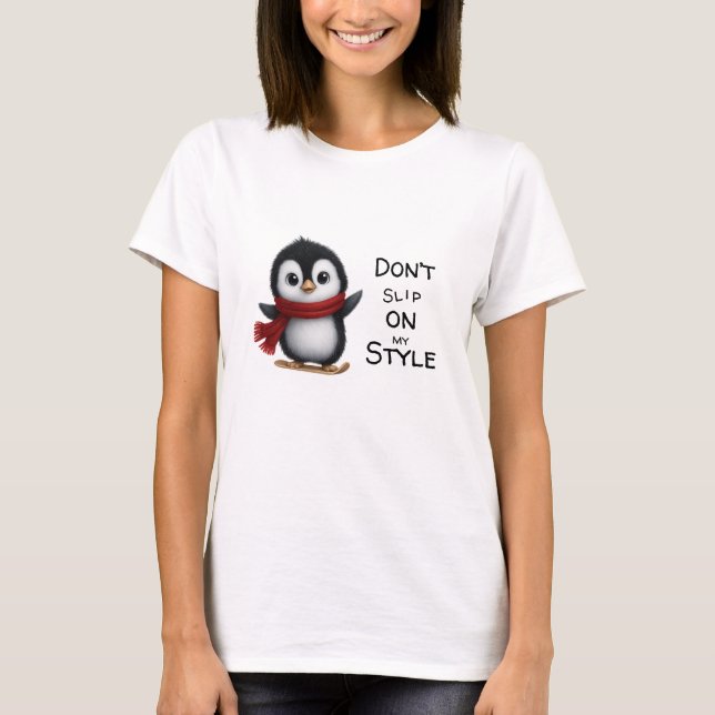 Camiseta Camisa-T de pinguim-esqui (Frente)
