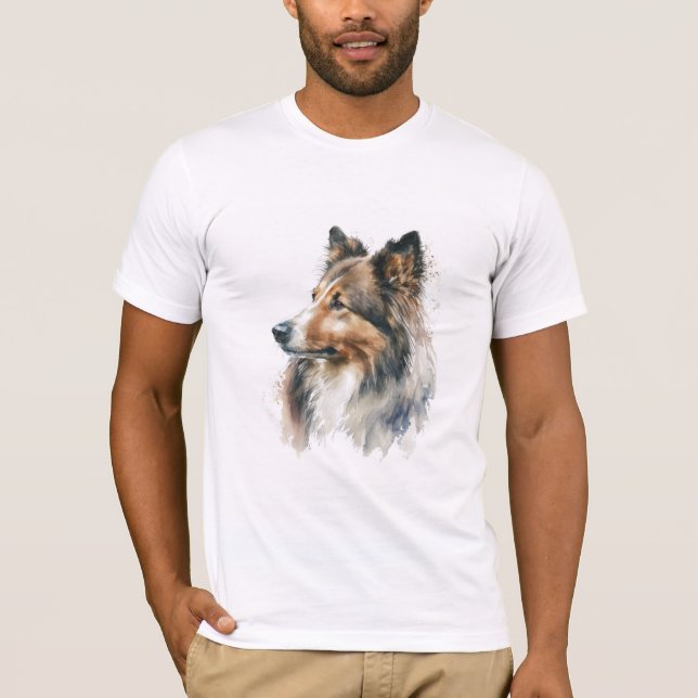 Camiseta Camisa-T de pintura de Sheltie Sable (Frente)
