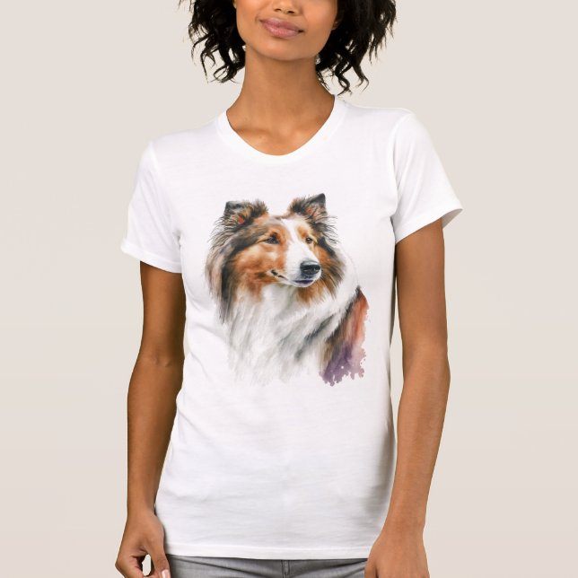 Camiseta Camisa-T de pintura de Sheltie Sable (Frente)