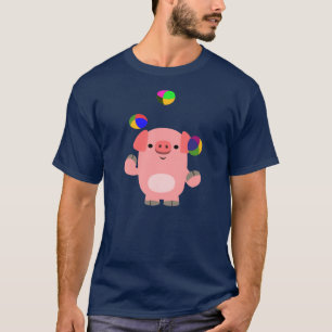 Camiseta Camisa-T de Porco de Cartoon Bonito Fazendo Malaba