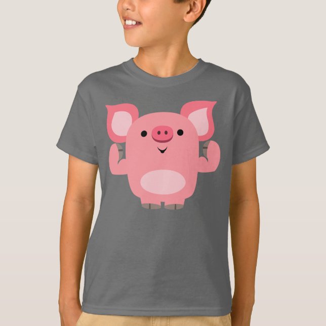Camiseta Camisa-T de Porco Musculada, Cute (Frente)