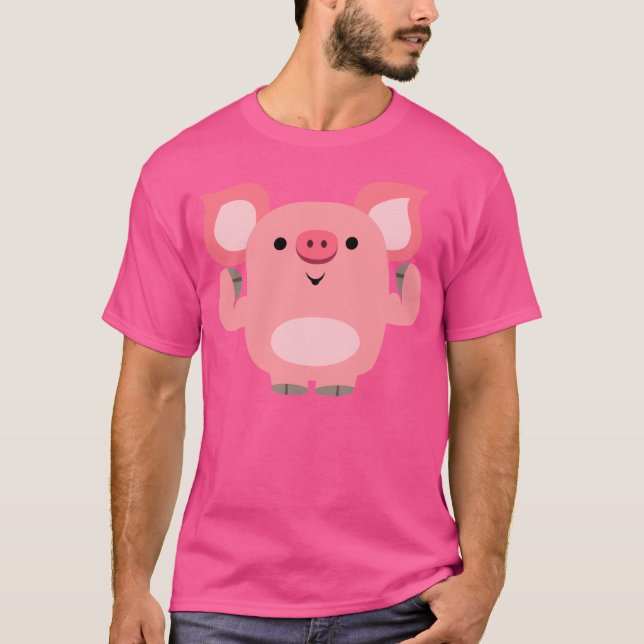 Camiseta Camisa-T de Porco Musculada em Cute (Frente)