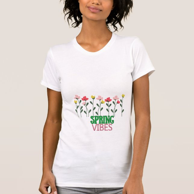 Camiseta Camisa-T de primavera - Ruas sazonais frescas e fl (Frente)