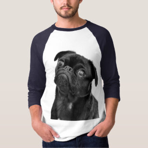 Camiseta Camisa-T de Raglan, Capa, , Pug preto-branco