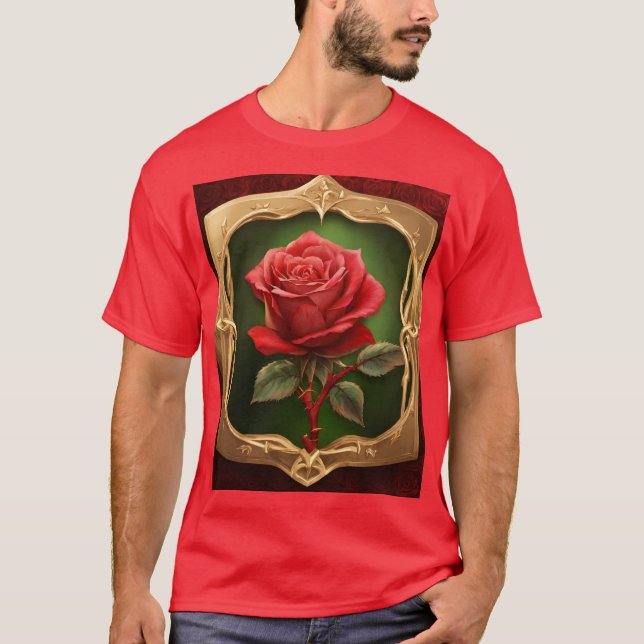 Camiseta Camisa-T de Rosa de estilo de tatuagem (Frente)
