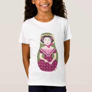 Camiseta Camisa-T de Rosa Inglês Matryoshka