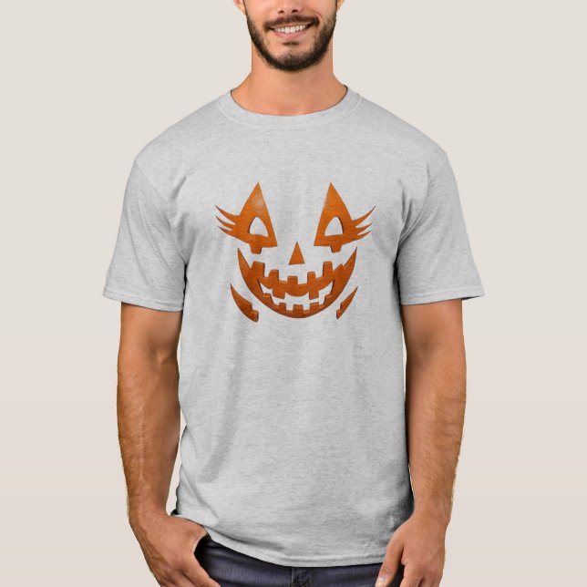 Camiseta Camisa-T De Rosto De Abóbora | Bela Tee Halloween (Frente)