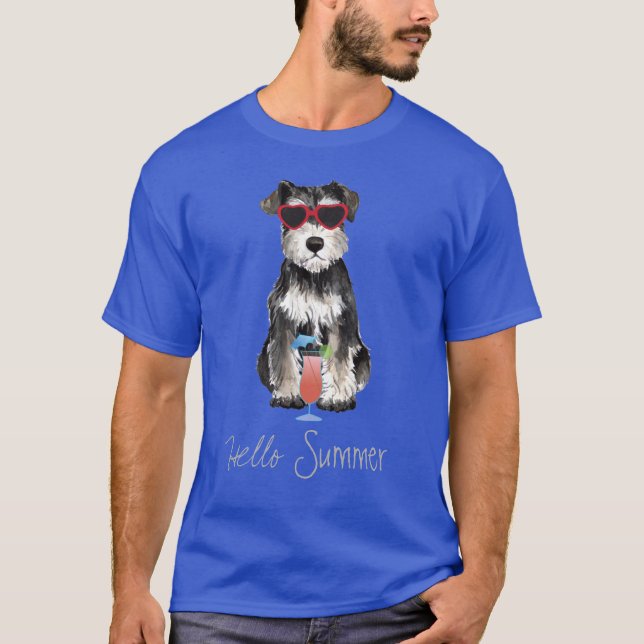 Camiseta Camisa-T de Schnauzer de Miniatura de Verão (Frente)