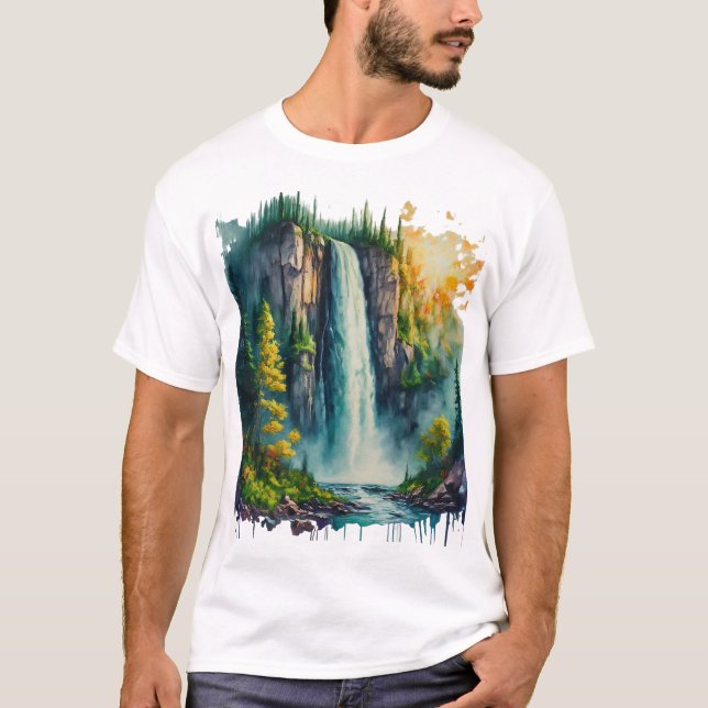Camiseta Camisa-T De Serenidade Em Cascata Tranquila (Frente)