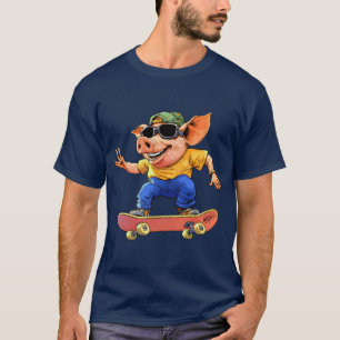 Camiseta Camisa-T de skate de porcos