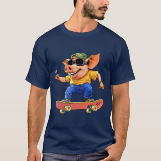 Camiseta Camisa-T de skate de porcos