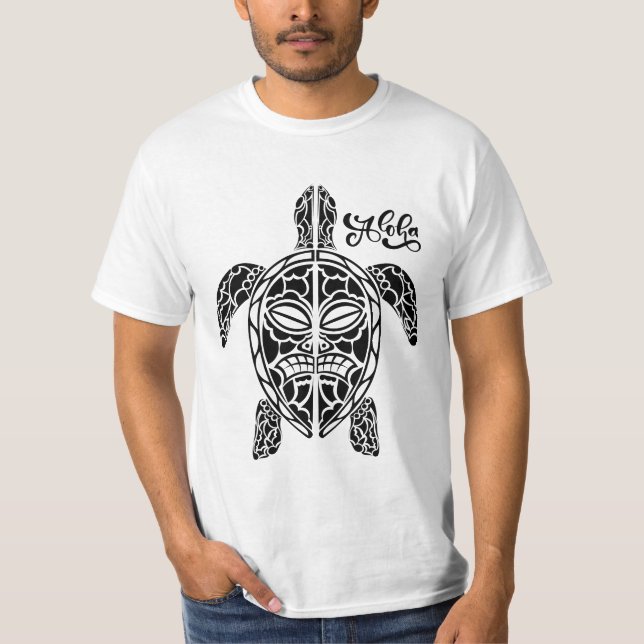 Camiseta Camisa-T de Tartaruga Havaiana, de uso masculino (Frente)