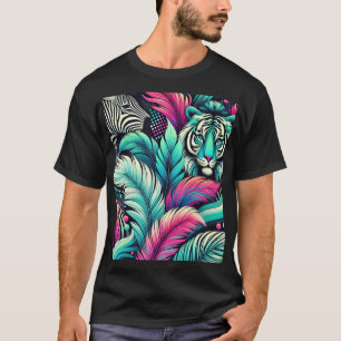 Camiseta Camisa-T de Tigre Tropical - Design de Selva Vibra