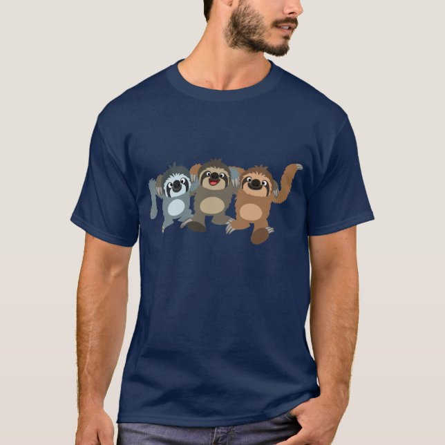 Camiseta Camisa-T de três desenhos animados bonitos (Frente)