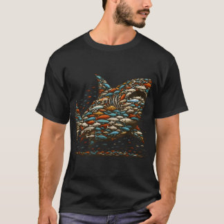 Camiseta Camisa-T de tubarão-safra feita de peixes pequenos