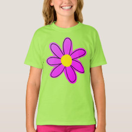 Camiseta Camisa-T de uma garota de flores