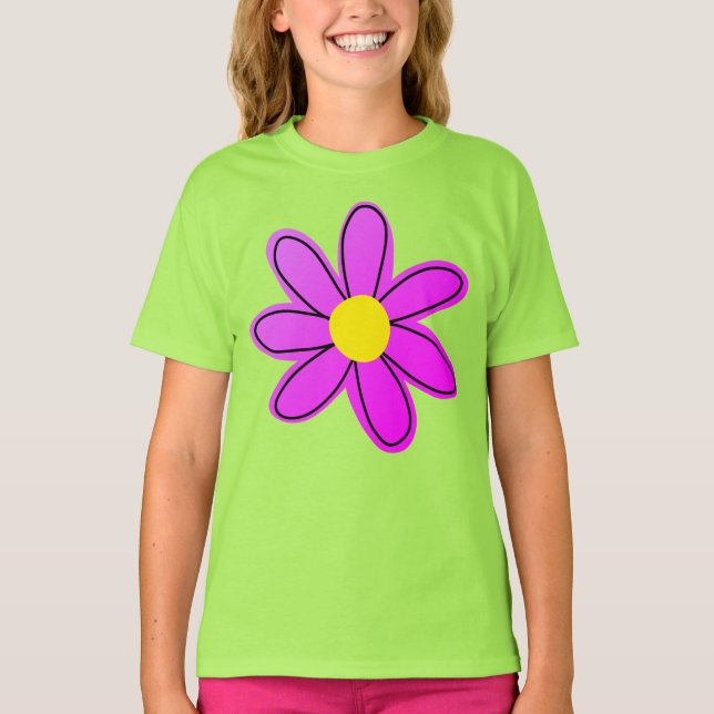 Camiseta Camisa-T de uma garota de flores (Frente)