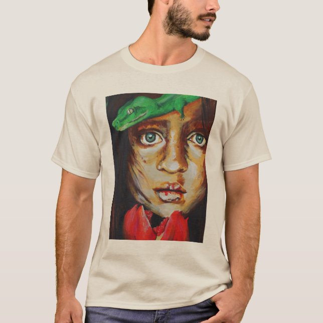 Camiseta Camisa-T de Unisex/Men - Eva e a Clássica Serpente (Frente)