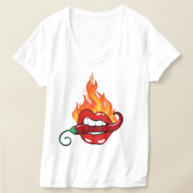 Camiseta Camisa-T de V-Neck, de Caliente (Quente), de uso f (Postura )