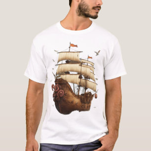 Camiseta Camisa-T de vela e âncora - Navegando na Viagem da