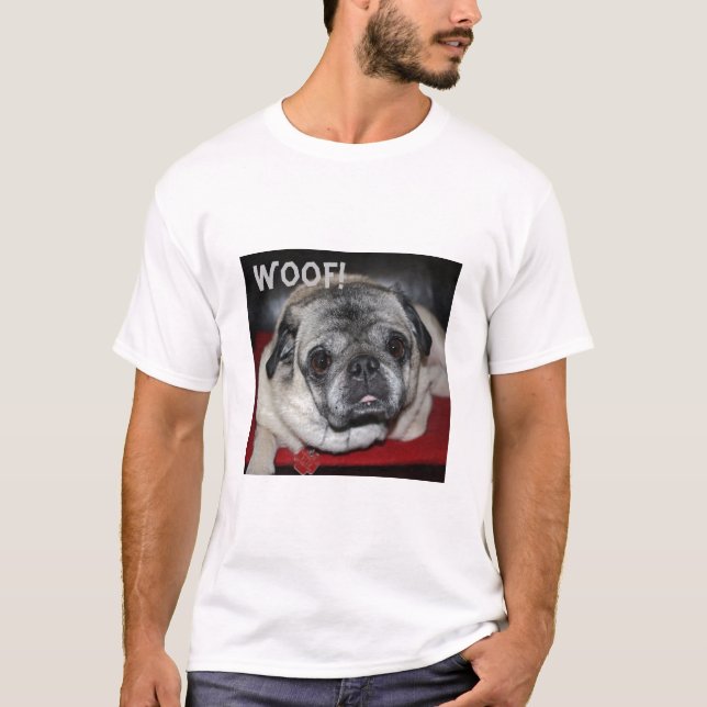 Camiseta Camisa-T de Woof Pug Men (Frente)