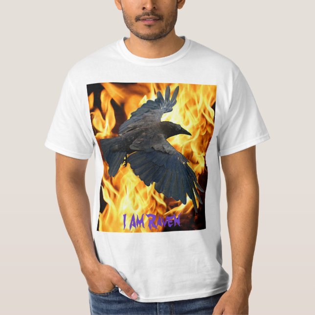 Camiseta Camisa-T do amante do Raven e Flames (Frente)