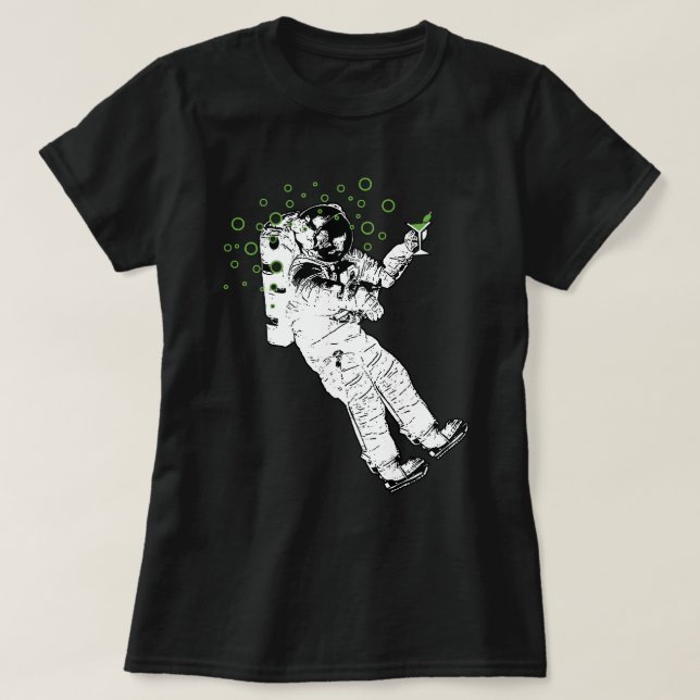Camiseta Camisa-T do Astronauta Tipsy (Frente do Design)