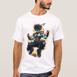 Camiseta Camisa-T do Combatente de Animes