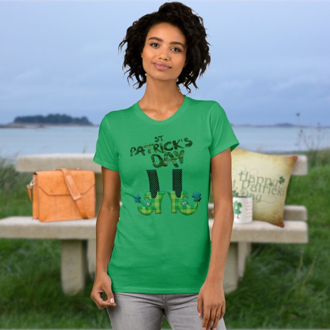 Camiseta Camisa-T do Dia de São Patrício do Calçado Leprech (Criador carregado)