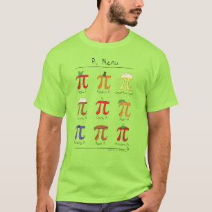 Camiseta Camisa-T do Dia Pi da Math Pi do Menu Pi