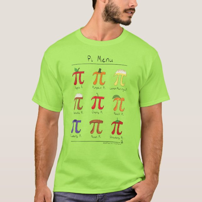 Camiseta Camisa-T do Dia Pi da Math Pi do Menu Pi (Frente)