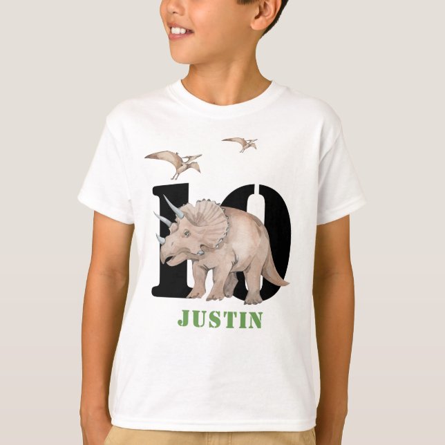 Camiseta Camisa-T do Dinosaur Triceratops (Frente)