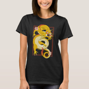 Camiseta Camisa-T do Dragão Chinês Amarelo