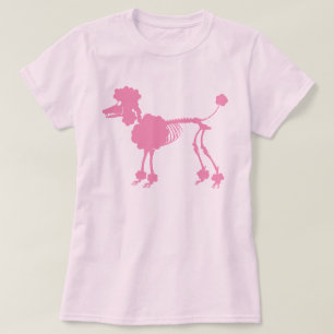 Camiseta Camisa-T do Esqueleto de Poodle Rosa