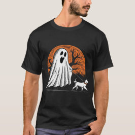 Camiseta Camisa-T do Fantasma e do Cão de Halloween - Spook