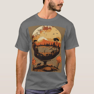 Camiseta Camisa-T do Globo Antropomórfico Grunge
