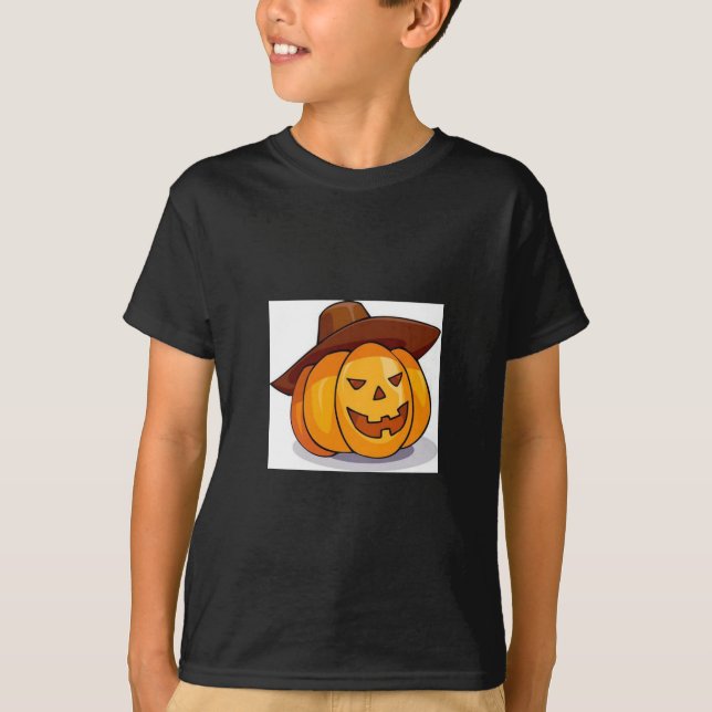 Camiseta Camisa-T do Halloween, Jack-O-Lantern, de Meninos (Frente)