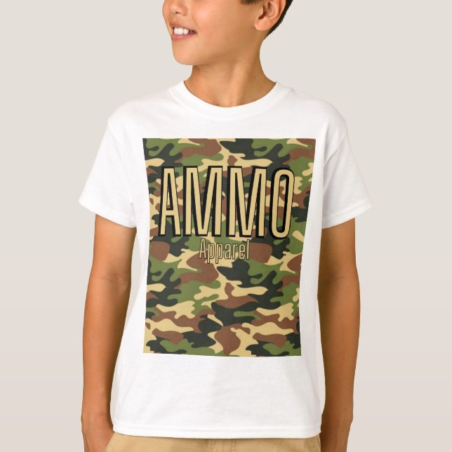 Camiseta Camisa-T do Impressão do Exército Clássico AMMO (Frente)