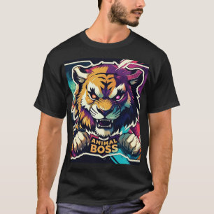 Camiseta Camisa-T do Leão do Chefe Animal   Rei Negrito da 