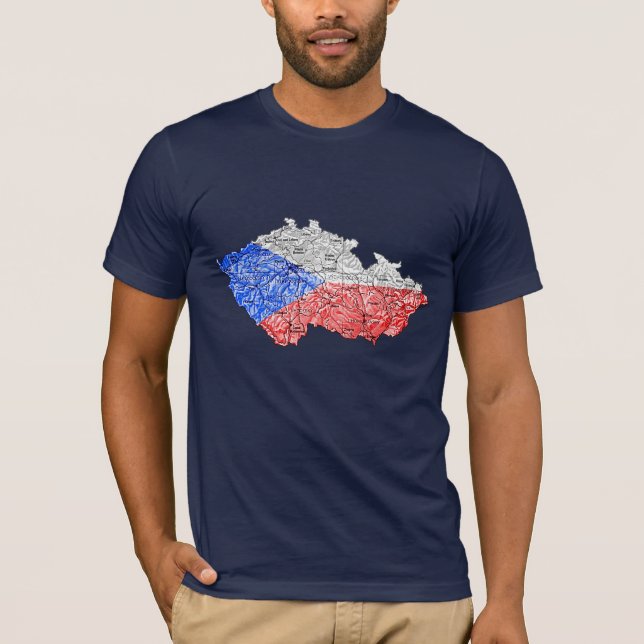 Camiseta Camisa-T do Mapa de Flagcolor da Tchecia (Frente)